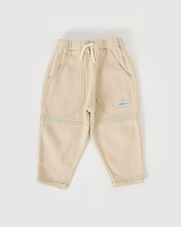 Goldie + Ace Drew broek in zandkleur met oversized zakken en trekkoord