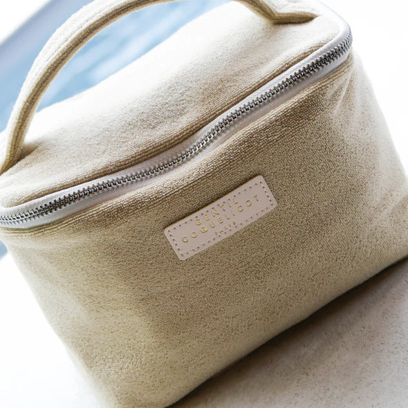 Toilettas van badstof in beige met ritssluiting – Gentil Coquelicot Paris