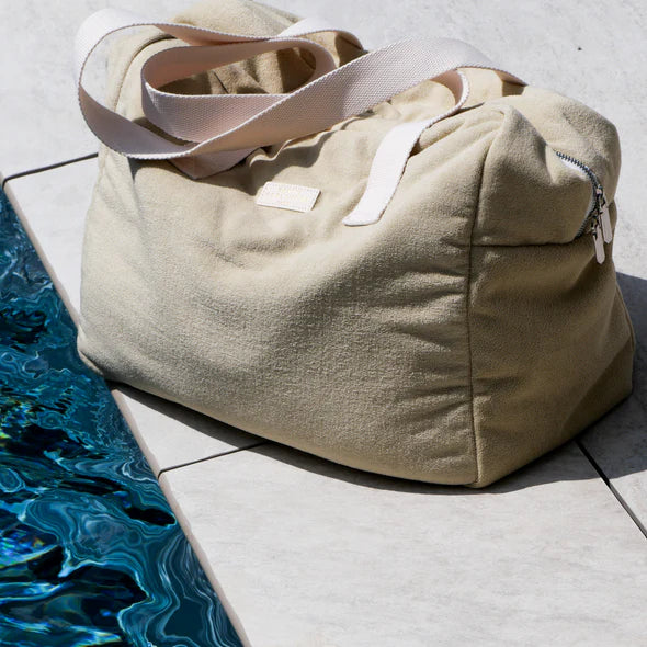 Beige weekendtas van badstof met ritssluiting – Gentil Coquelicot Paris