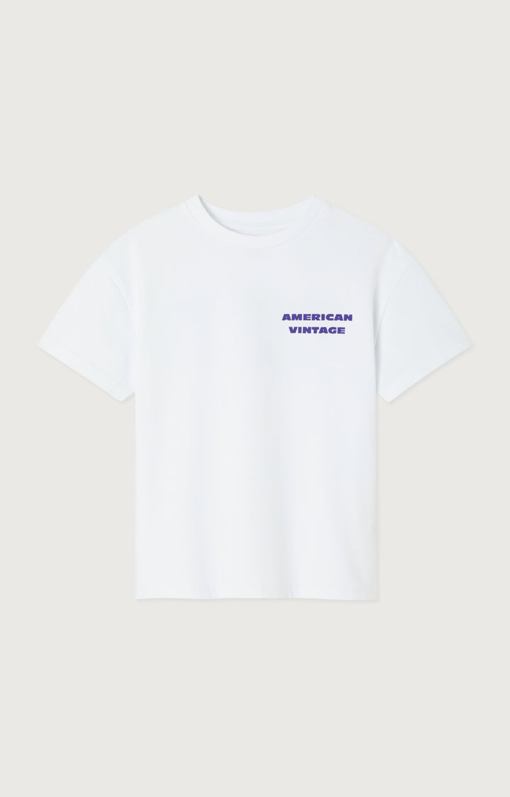 American Vintage - T-Shirt Fizvalley Droit Col Rond Imprime White