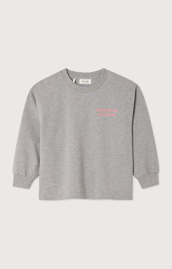 American Vintage - T-Shirt Fizvalley Droit Col Rond Imprime Grey Chine