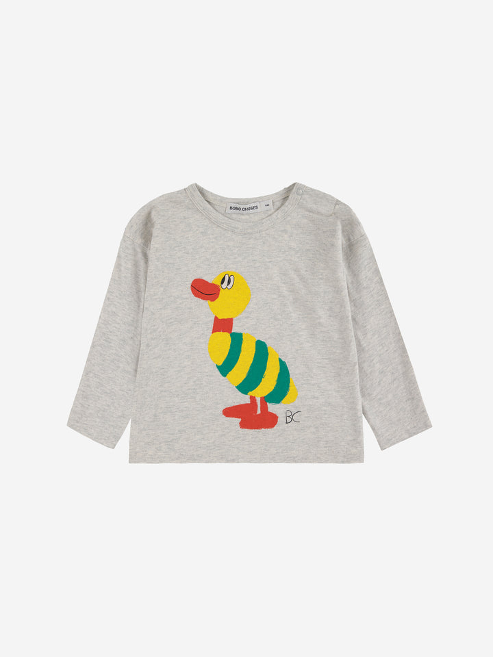 Bobo Choses - T-shirt Baby Striped Duck Light Heather Grey