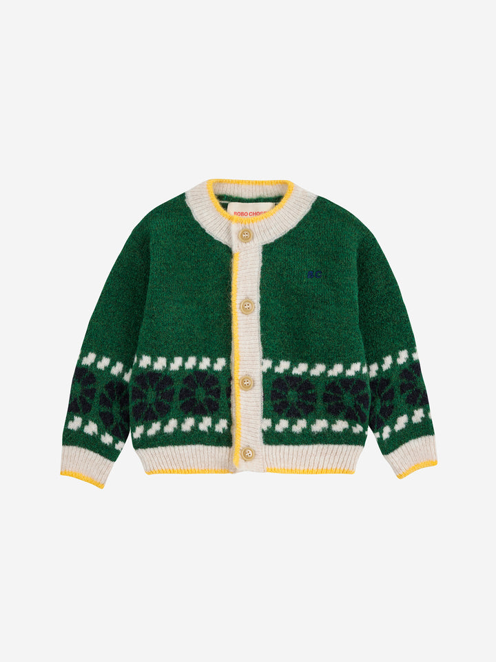 Bobo Choses - Cardigan Baby Kaleidoscope Jacquard Green