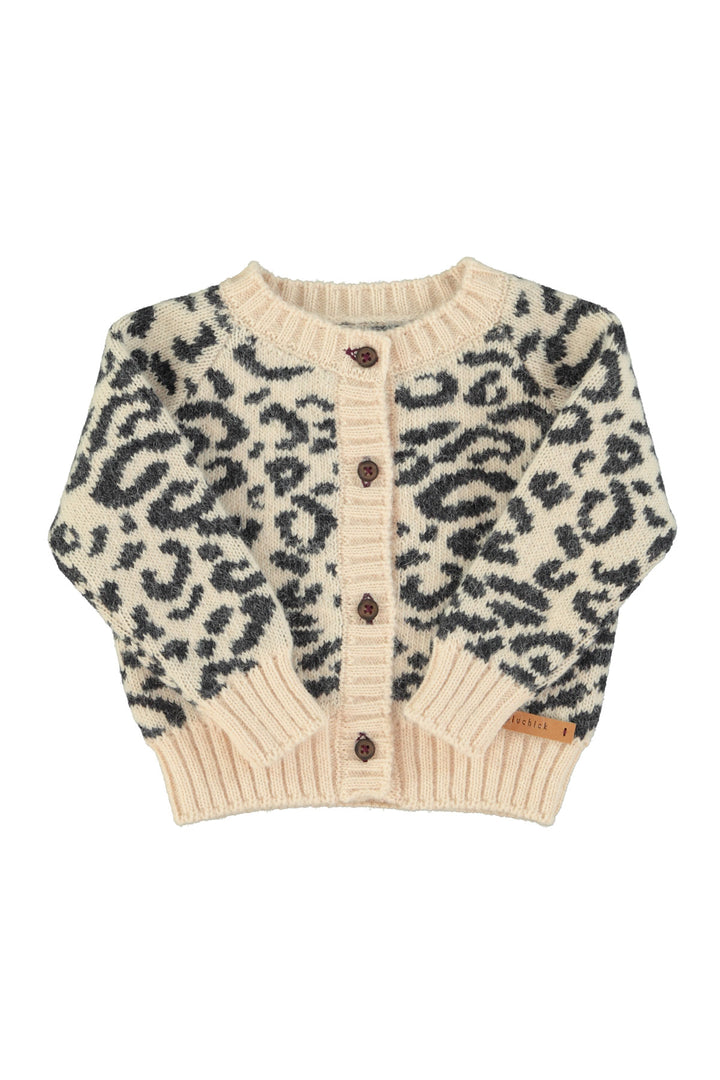 Piupiuchick - Cardigan Baby Animal Knitted Light Pink / Black