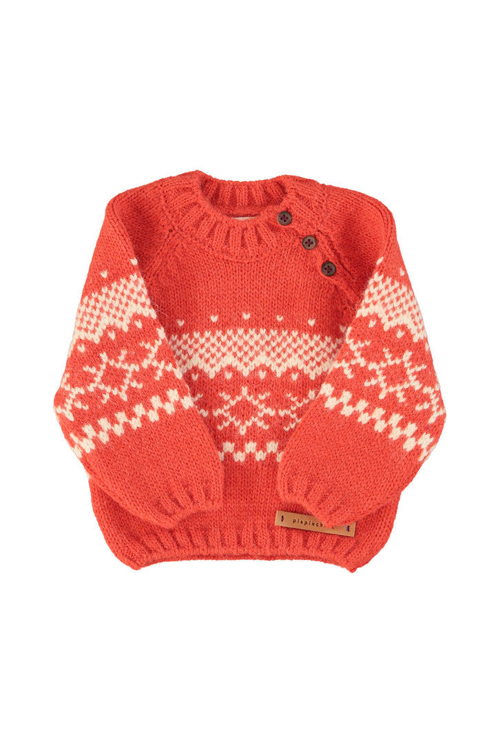 Piupiuchick - Trui Baby Jacquard Knitted Red