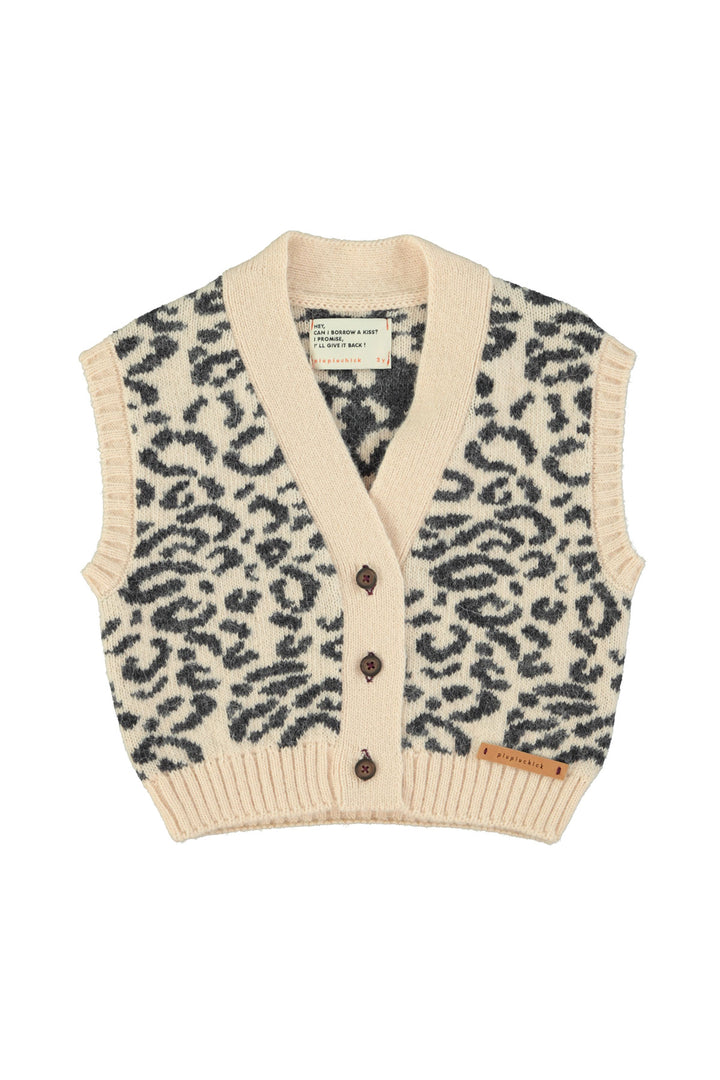 Piupiuchick - Debardeur Animal Knitted Light Pink / Black