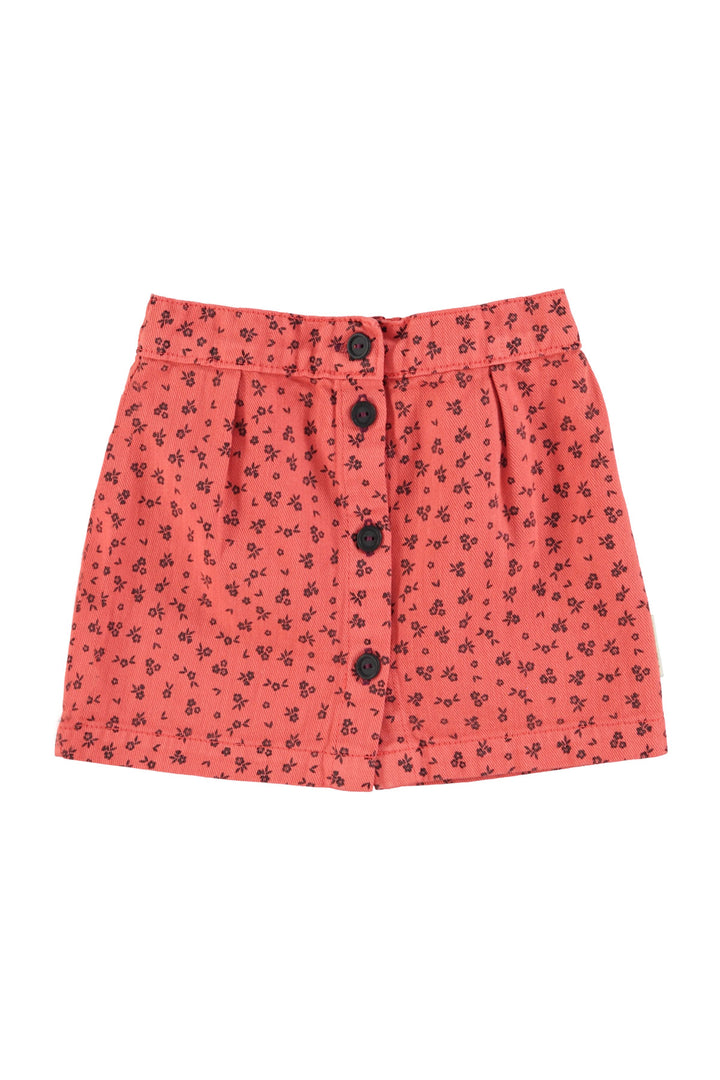 Piupiuchick - Rok Short Flowers Twill Raspberry / Black