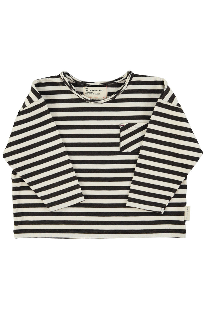 Piupiuchick - T-shirt Jersey Flame Stripes Ecru / Black
