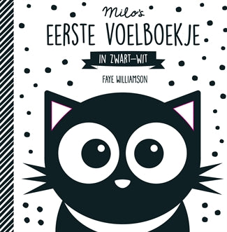 Zwart-wit voelboekje Baby Ziet Milo van Standaard met texturen