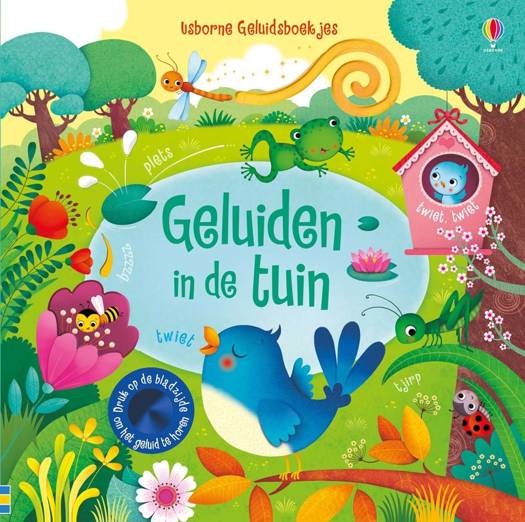 Interactief geluidenboek Geluiden In De Tuin met natuurgeluiden, texturen en doorkijkgaatjes