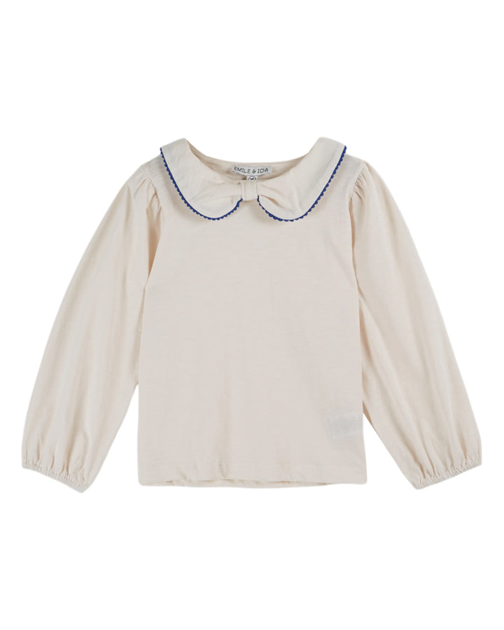 Crèmekleurige babyblouse van Emile et Ida met geschulpte kraag en lange mouwen