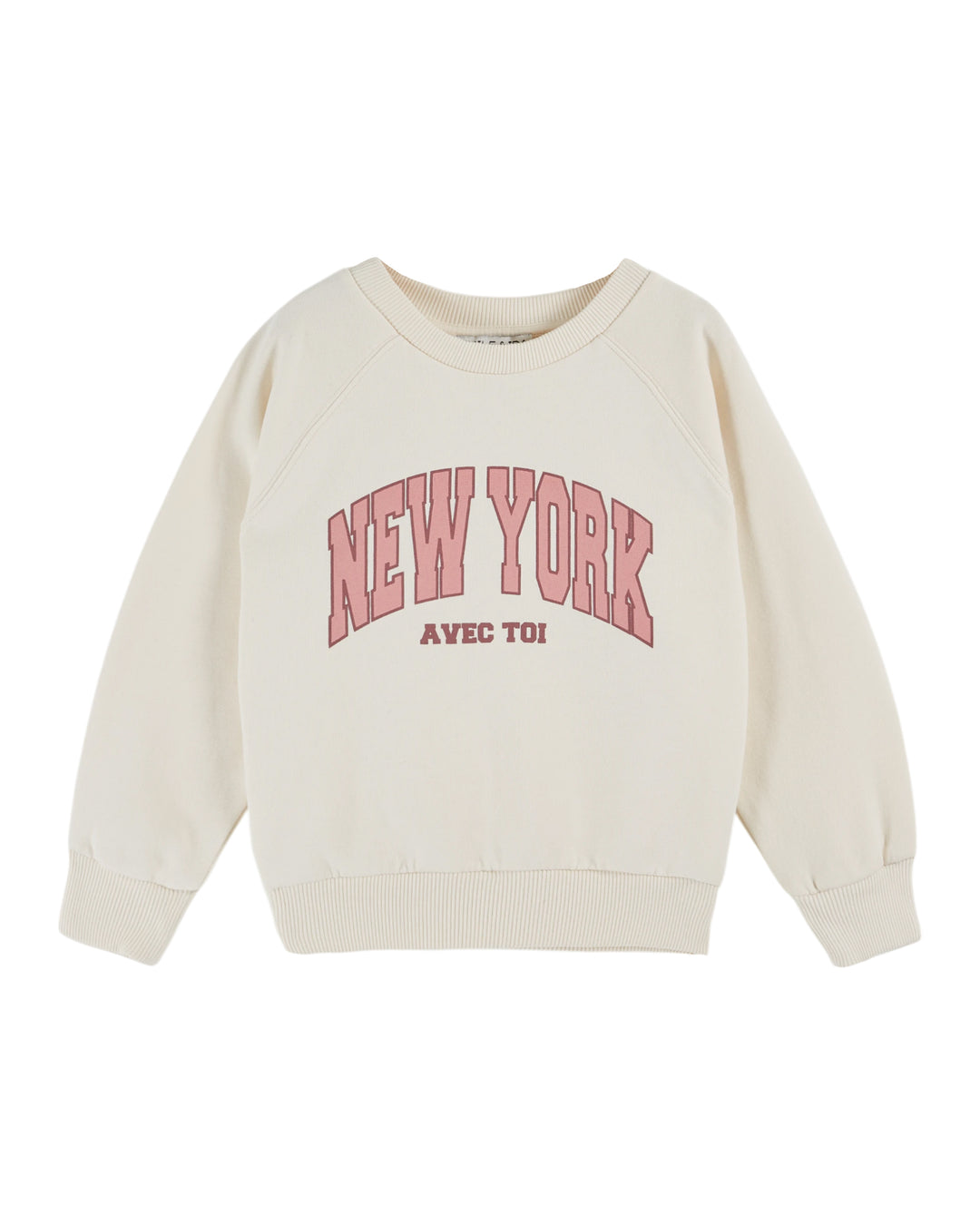 Creme babysweater van Emile et Ida met opdruk “New York avec toi”