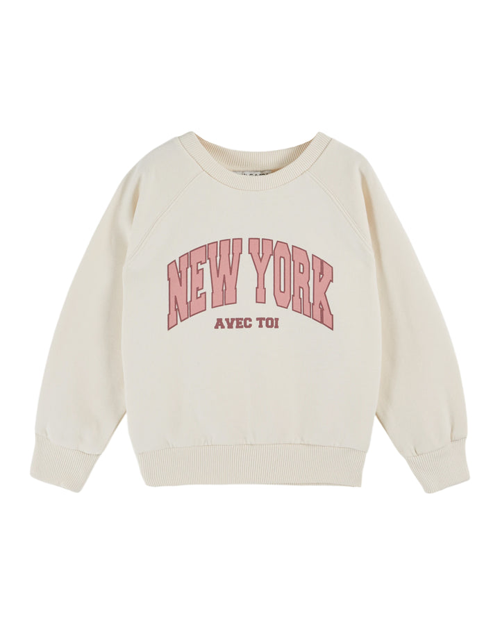 Creme babysweater van Emile et Ida met opdruk “New York avec toi”