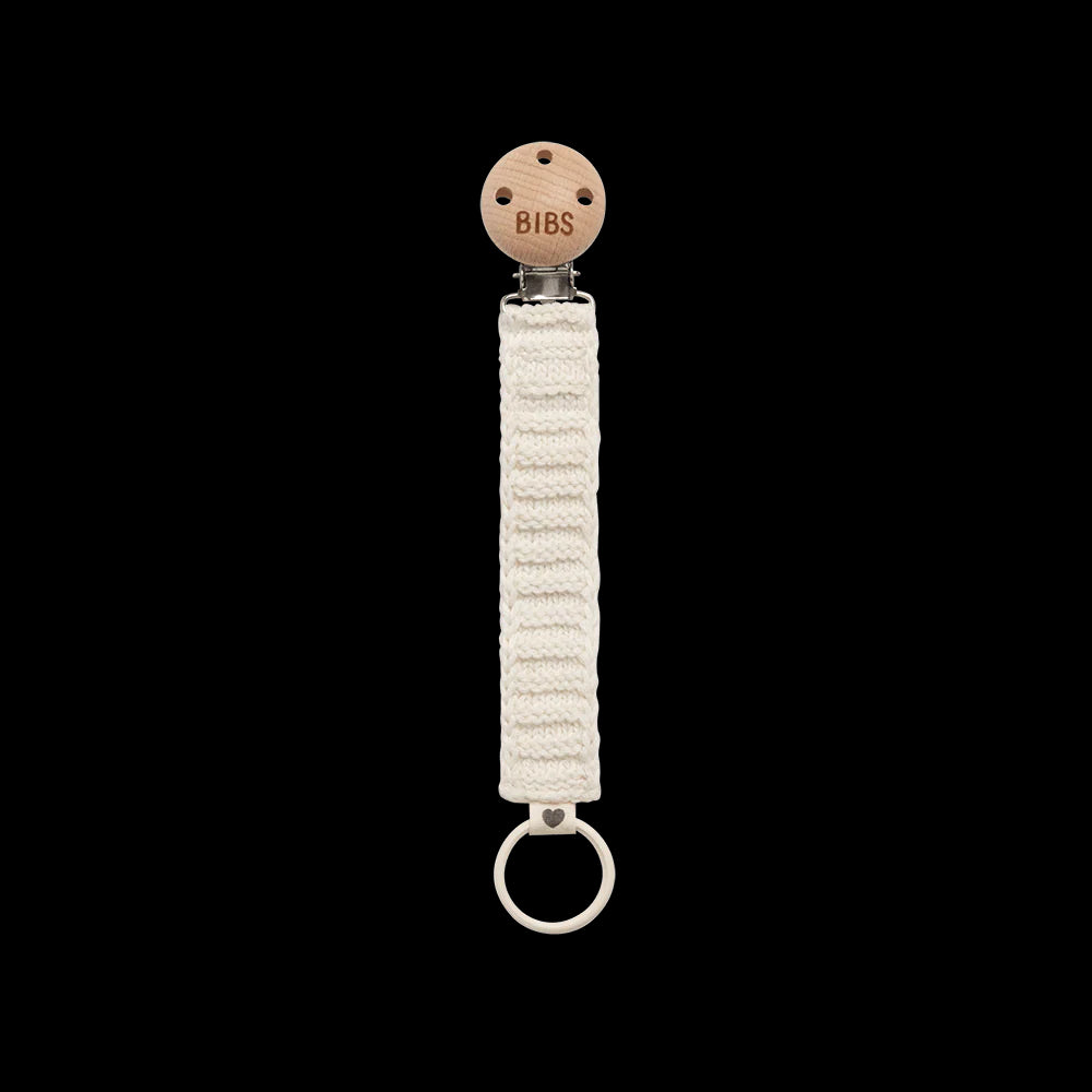 Fopspeenketting Bibs Knitted Ivory met stijlvolle gebreide textuur