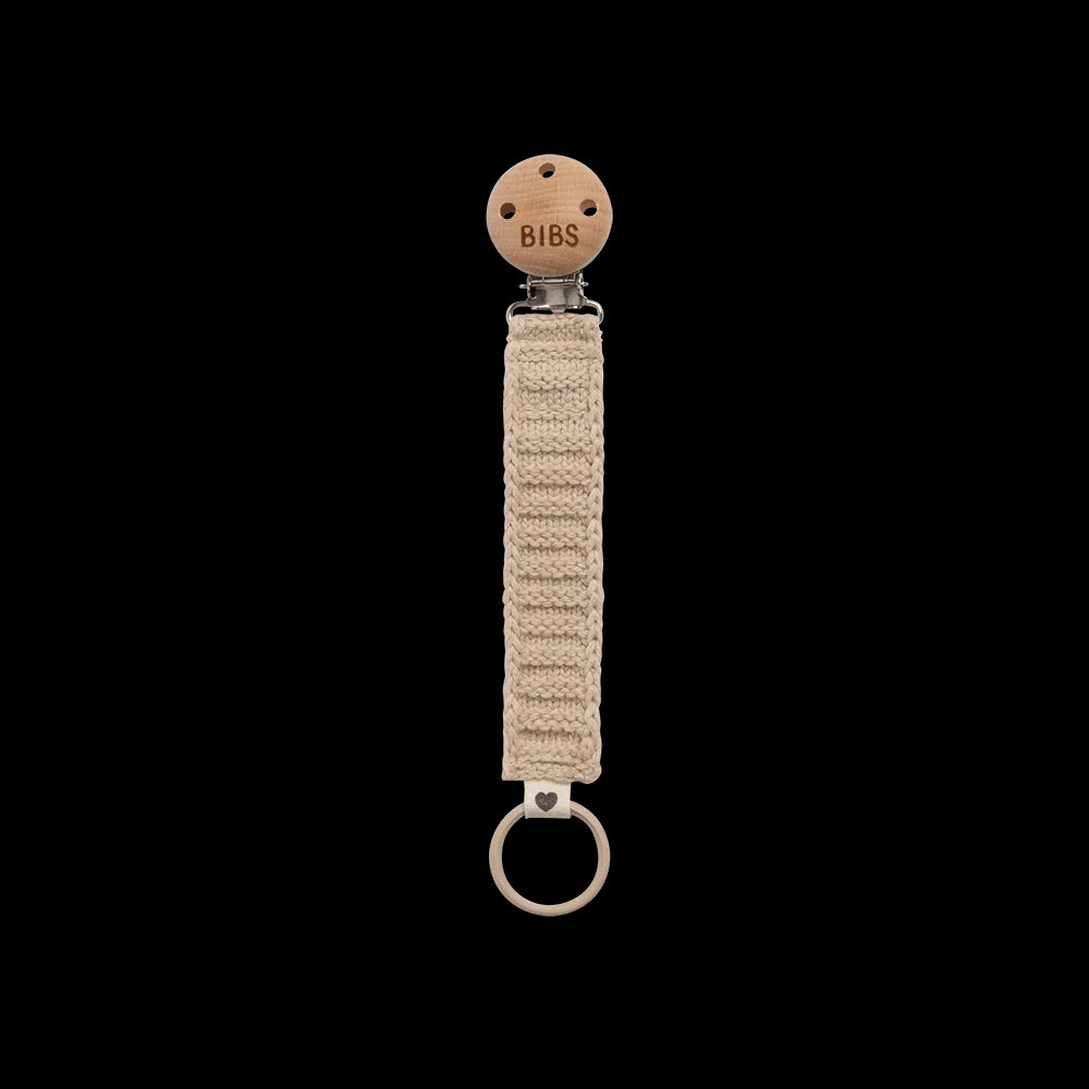 Fopspeenketting Bibs Knitted Vanilla met stijlvolle gebreide textuur