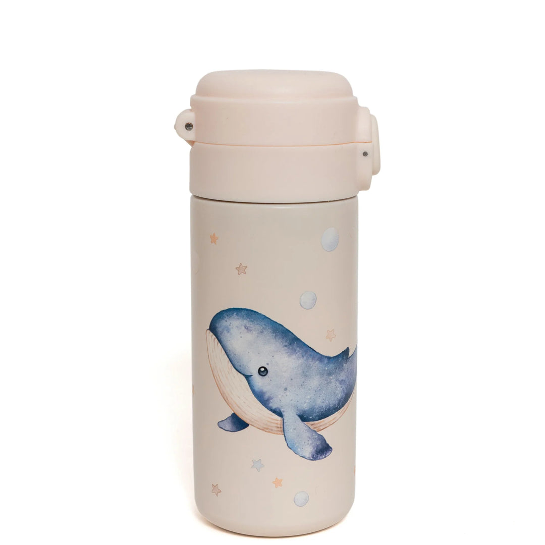 Geïsoleerde drinkfles Petit Monkey met walvisprint, 350 ml