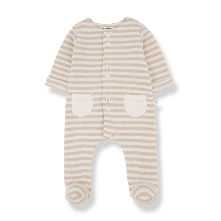 1+ In The Family - Pyjama Met Voetjes Milo Stripes Beige