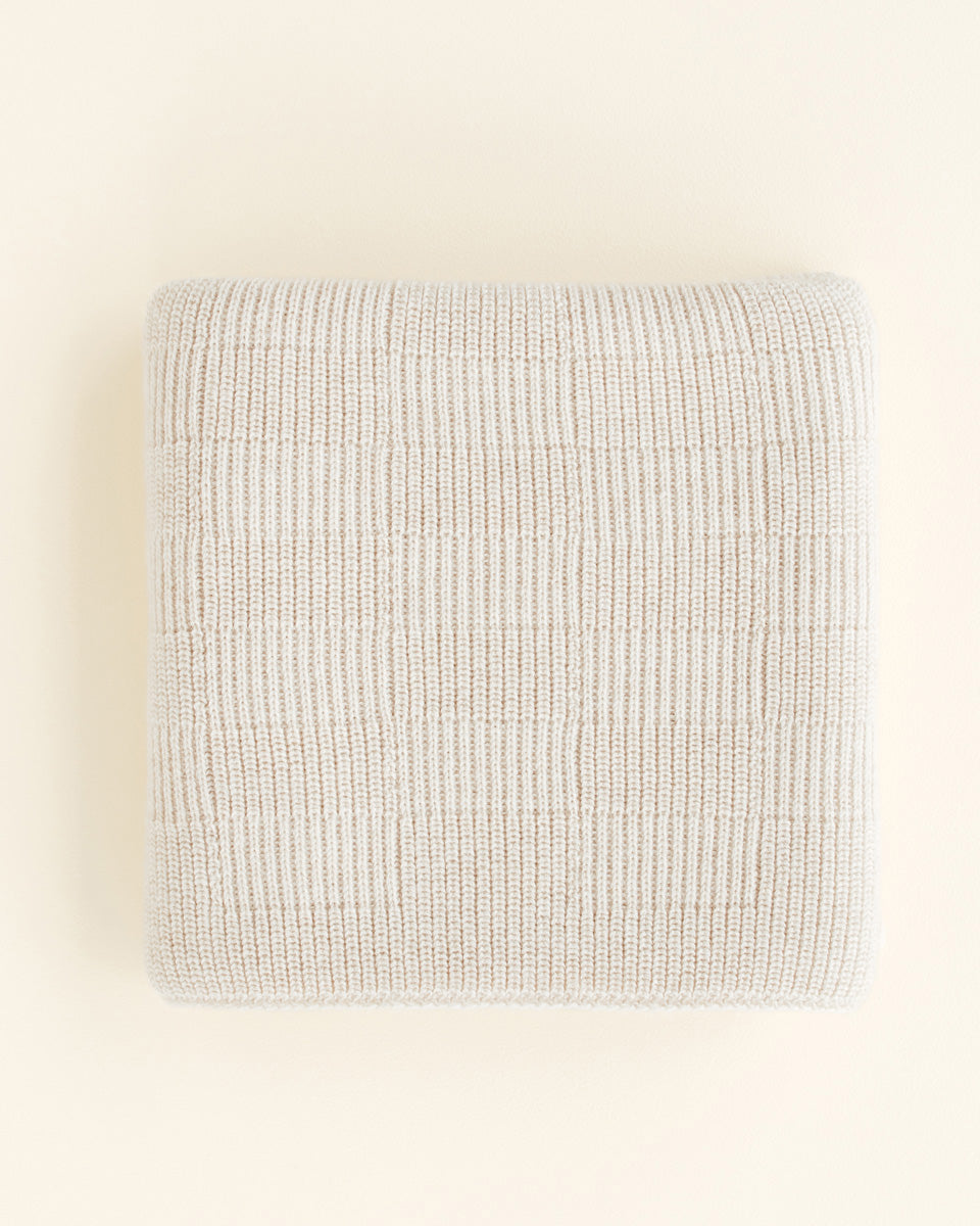 Hvid Ivy deken in Cream met geribbelde structuur, 70 x 95 cm