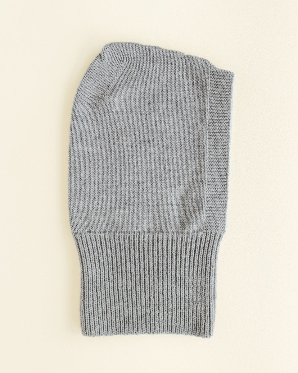 Hvid Eddy balaclava muts in Grey Melange, merinowol, small