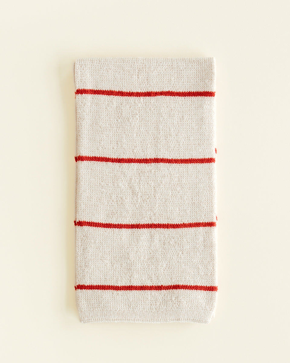 Hvid Igor sjaal in Cream/Red met rode strepen, merinowol