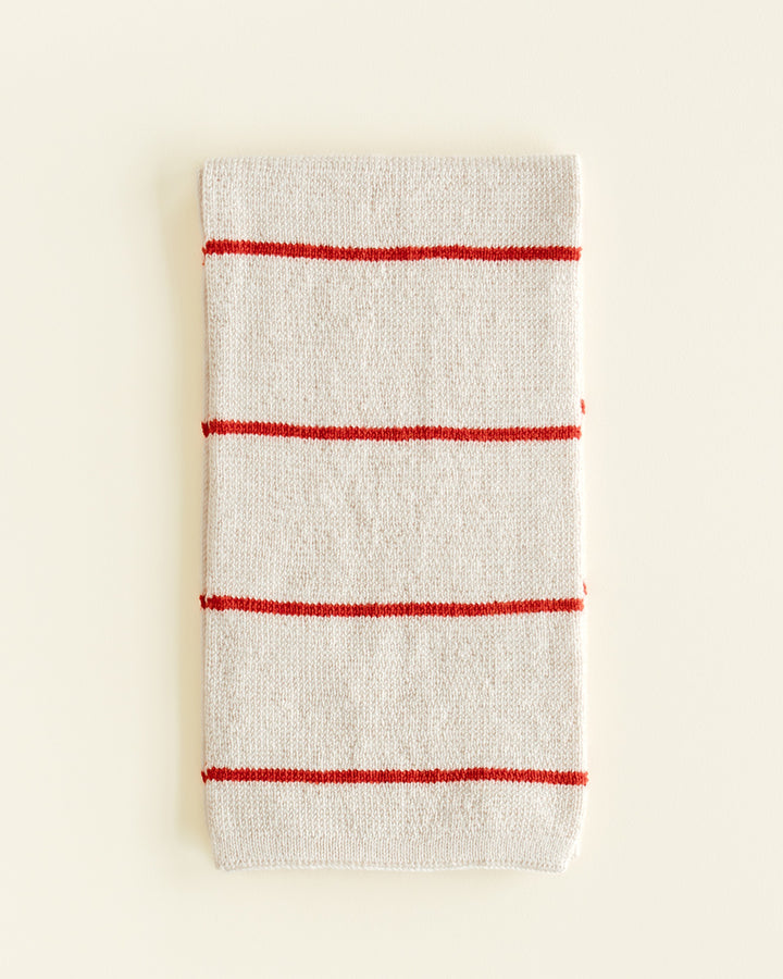 Hvid Igor sjaal in Cream/Red met rode strepen, merinowol