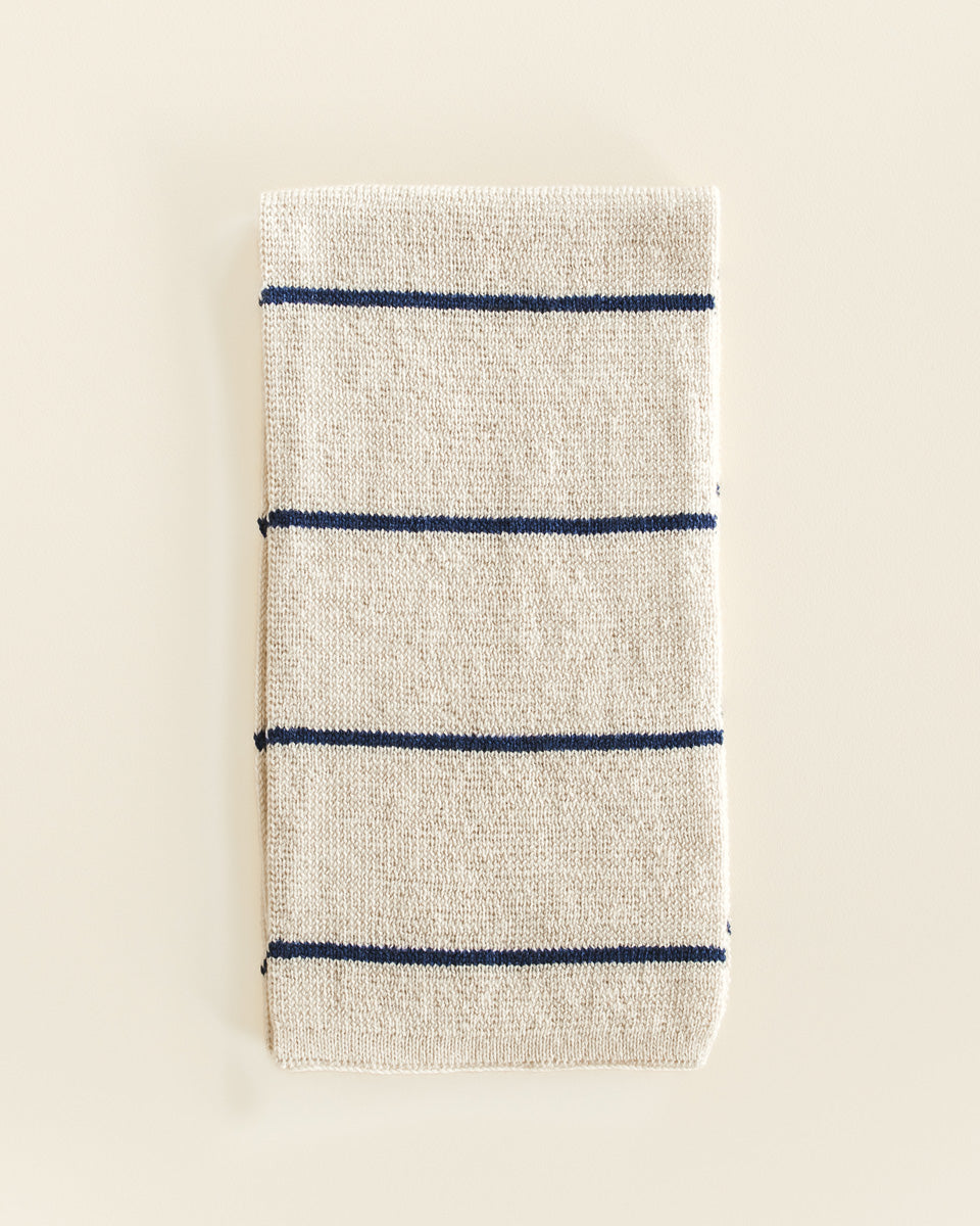 Hvid Igor sjaal in Cream/Blue met rode strepen, merinowol