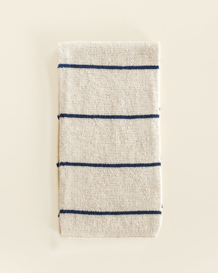 Hvid Igor sjaal in Cream/Blue met rode strepen, merinowol