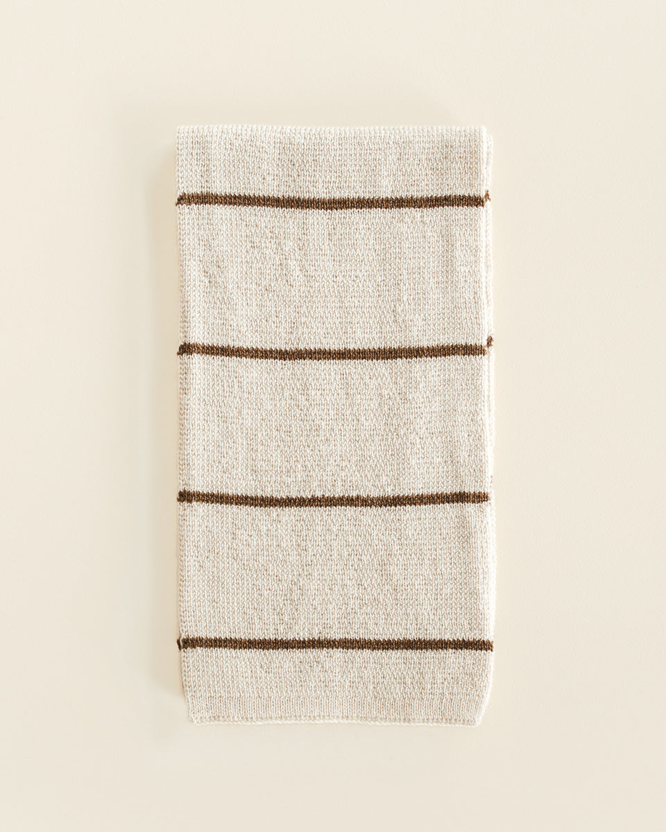 Hvid Igor sjaal in Cream/Mocha met rode strepen, merinowol