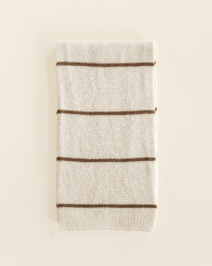 Hvid Igor sjaal in Cream/Mocha met rode strepen, merinowol