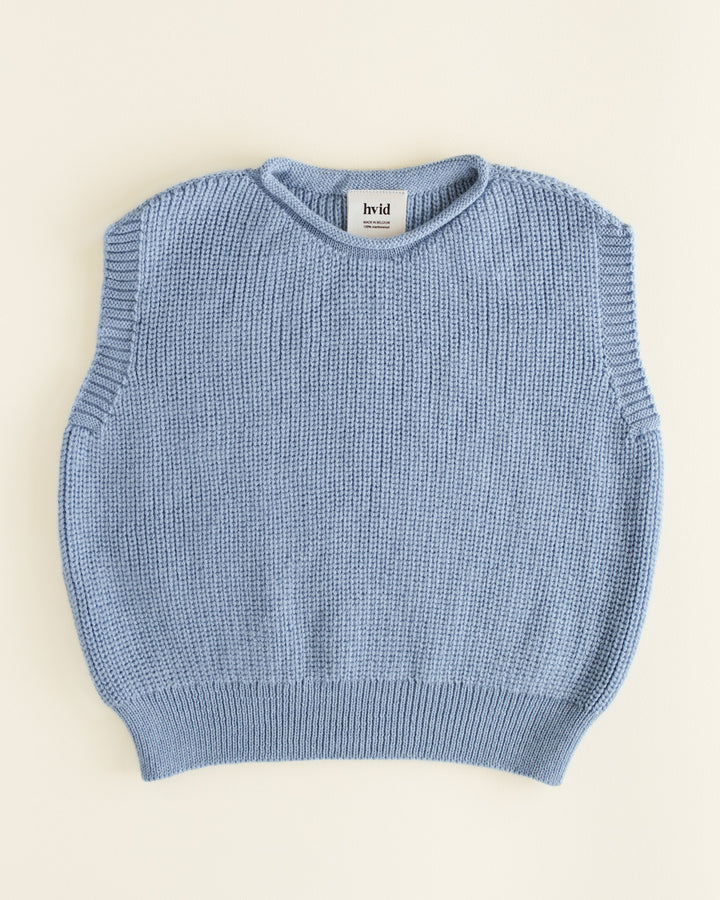 Hvid Harvey debardeur in Light Blue, merinowollen babyvestje