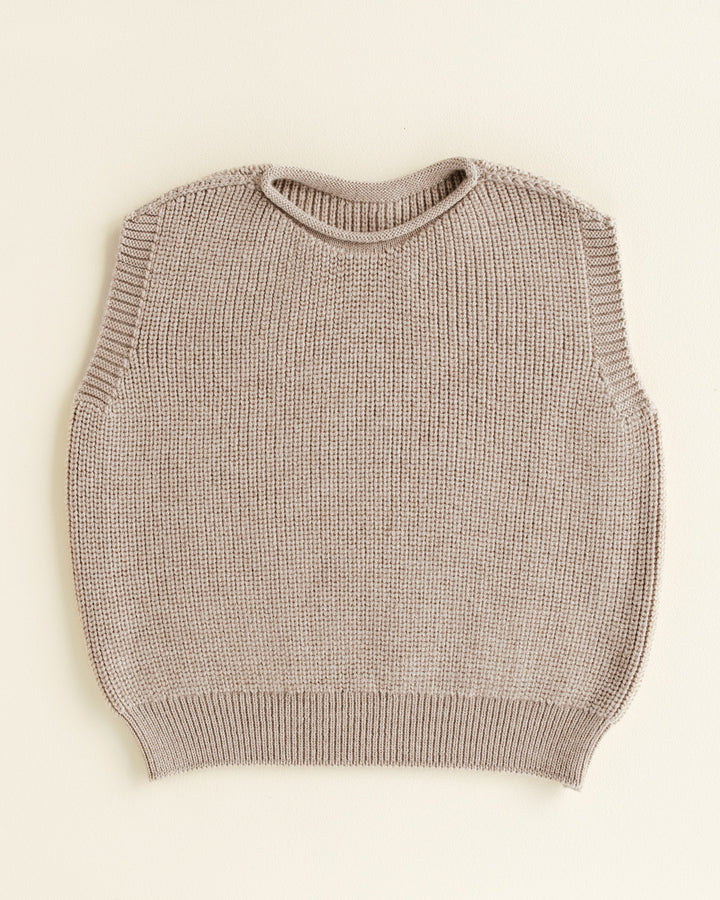 Hvid Harvey debardeur in Sand, merinowollen babyvestje