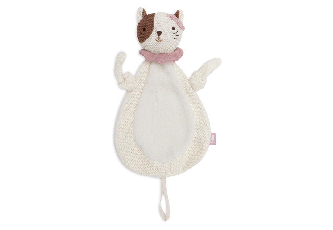 Fopspeendoekje Jollein Cat Jill met fleece buikje en gebreid hoofd