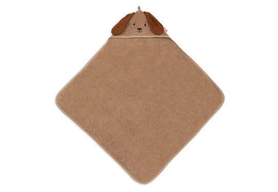 Jollein badcape Dog Diego 75x75cm van zachte badstof met oortjes