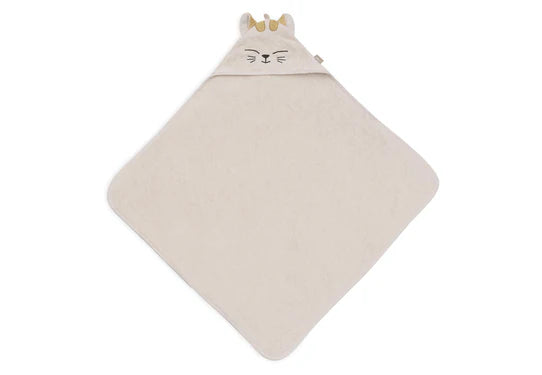 Jollein badcape Cat Charlie 75x75cm van zachte badstof met oortjes