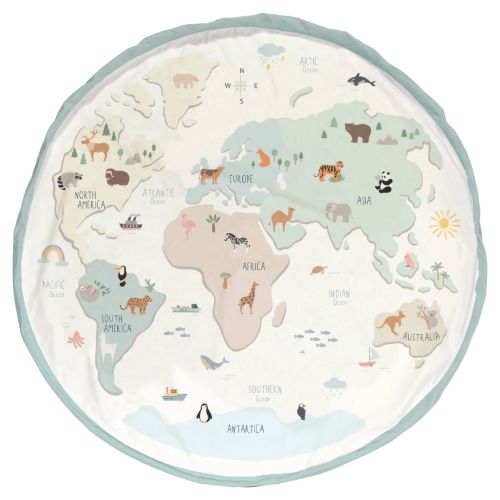Play & Go - Opbergzak / Speeldeken Organic | Worldmap Colour
