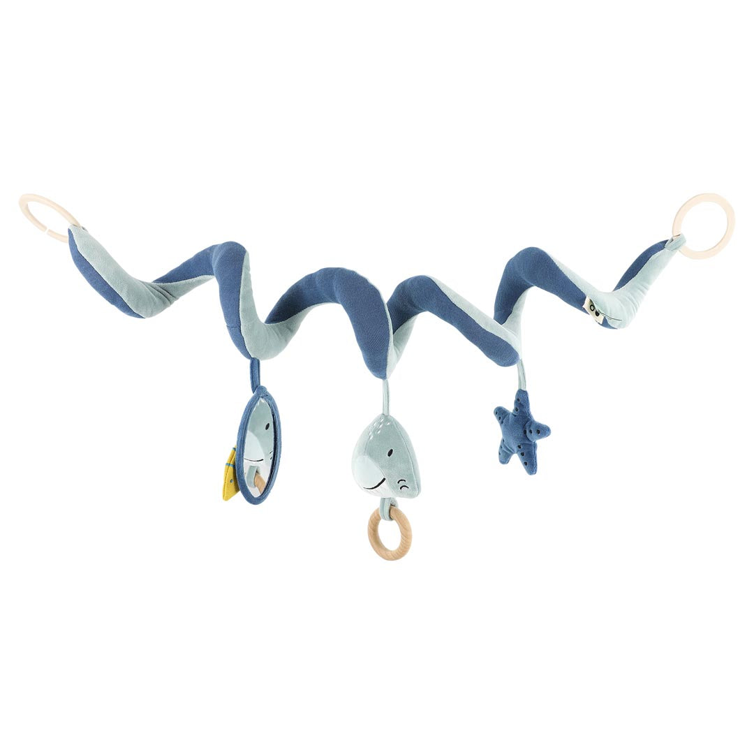 Trixie activiteitenspiraal Mr. Shark met houten ring, spiegel en rammelaar