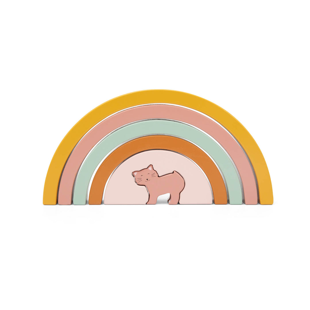 Trixie houten regenboog stapeltoren Mrs. Cat van FSC-hout in vrolijke kleuren
