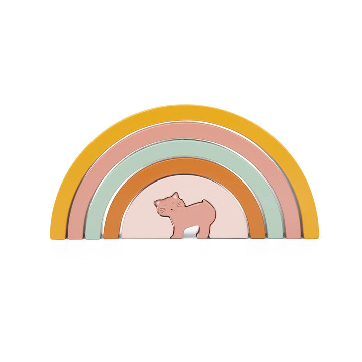 Trixie houten regenboog stapeltoren Mrs. Cat van FSC-hout in vrolijke kleuren