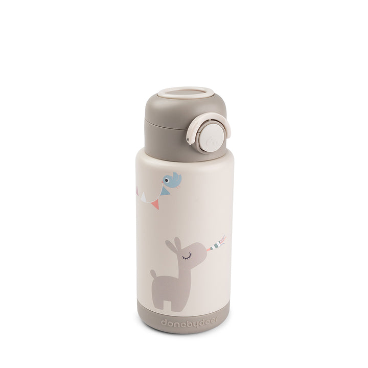 Isolerende drinkfles Done by Deer 340 ml in zandkleur met dierenprint