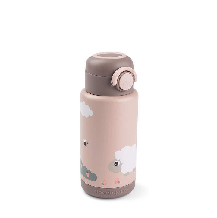 Isolerende drinkfles Done by Deer 340 ml in roze met dierenprint