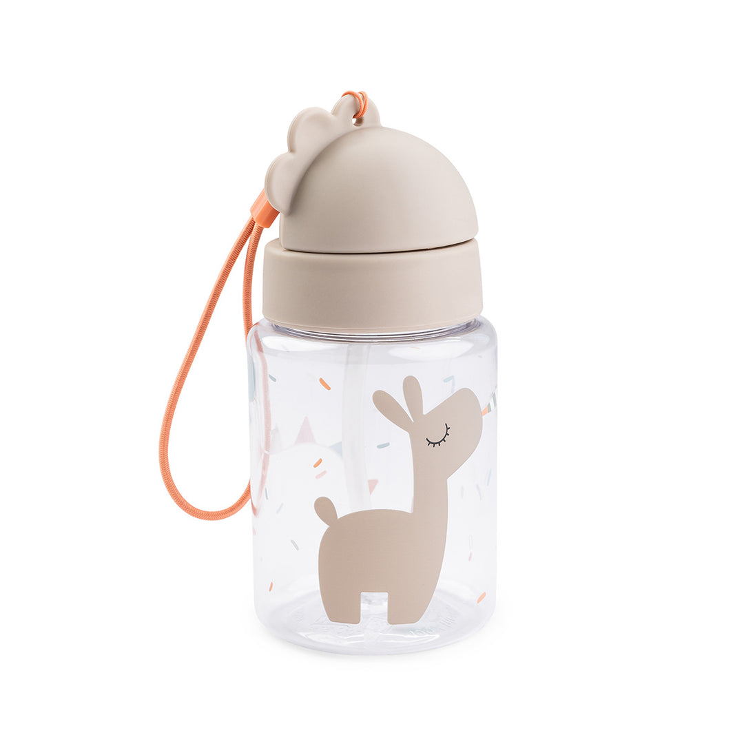 Drinkfles Done by Deer met rietje in zandkleur en Lalee print