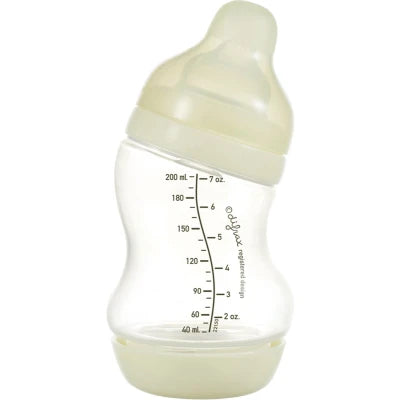 Difrax S-Fles Wide 200ml in Popcorn kleur met anti-colic ventiel