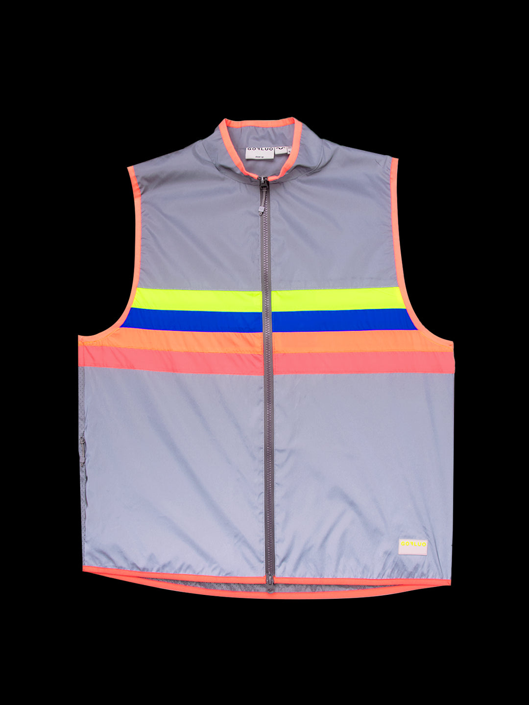 Gofluo kinder fluo vestje New York in grijs met reflecterende stof en fluokleuren