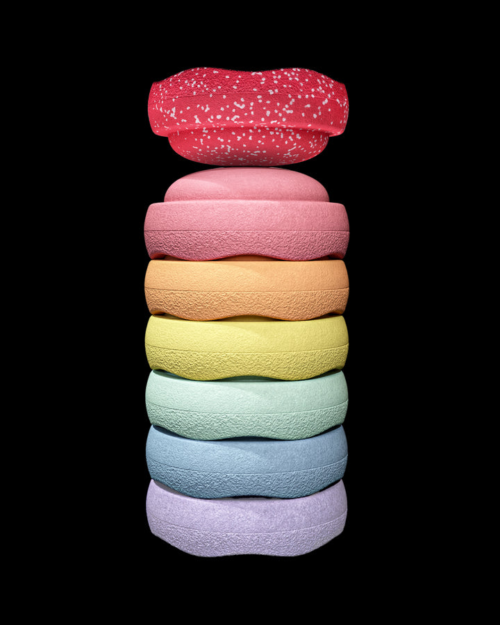 Stapelstein kerstset mini pastel en blush – 6-delig balans- en bouwspeelgoed