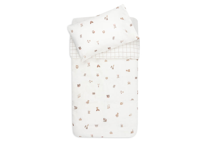 Jollein dekbedovertrek Animal Friends 100x140cm met dierenprint en ruit