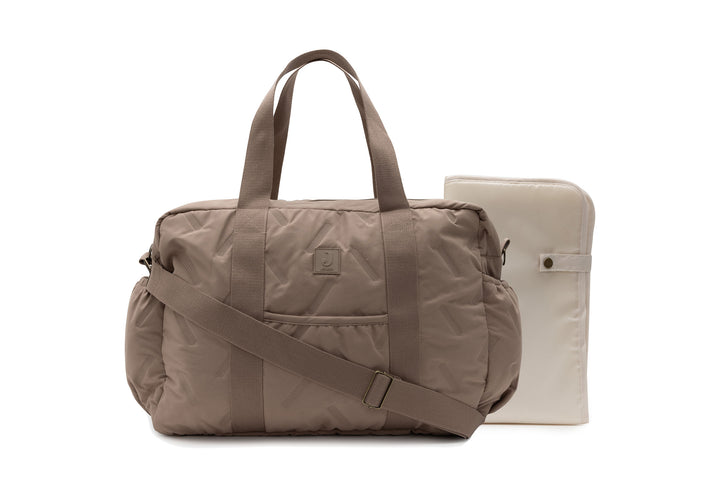 Jollein verzorgingstas Embossed Lily Milky Coffee met verstelbaar hengsel