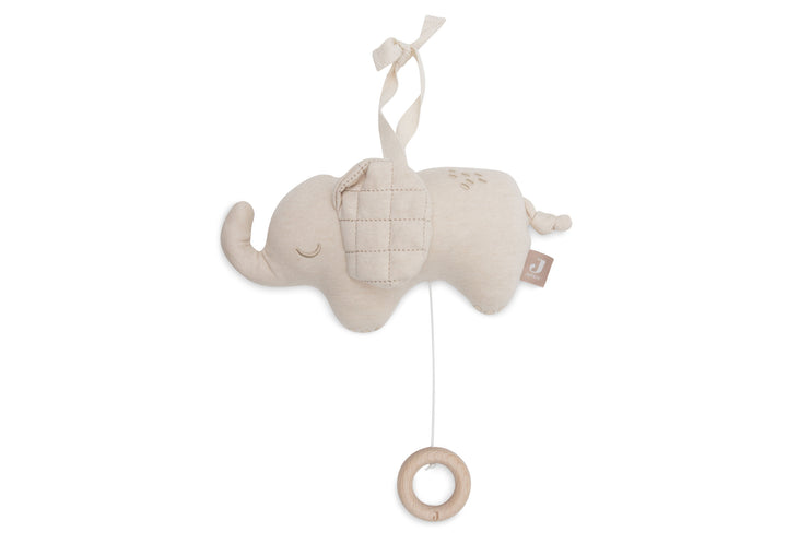 Jollein muziektrekker Elephant Tales in biscuit met houten ring