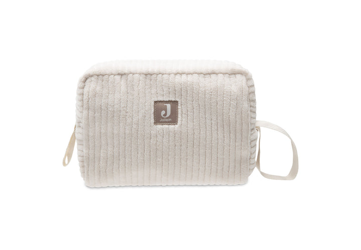 Jollein toilettas Cloudy Rib Oatmeal met leaf print binnenkant