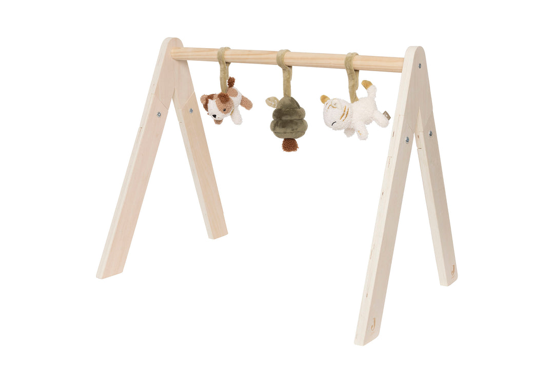Jollein babygym speeltjes Tiny Park met kat, hond en boompjes van teddy en bouclé