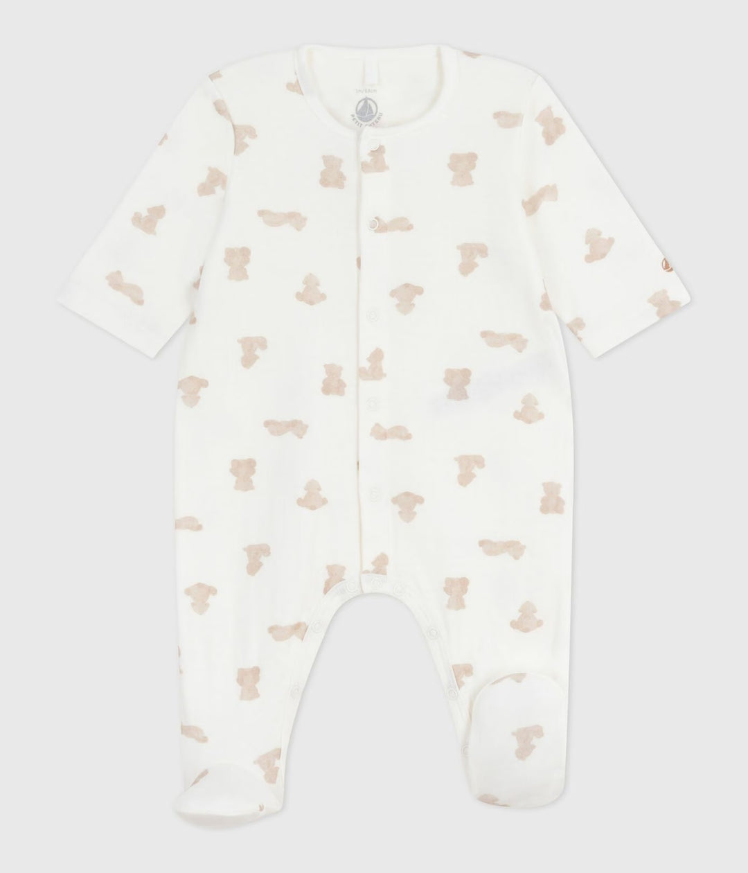 Petit Bateau pyjama teddybeerdesign in marshmallow en brun